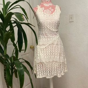 White Boho Laced Mini Dress